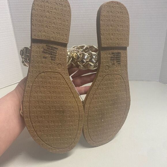 ROCK & CANDY by Zigi Jera Braided Gold Slip On Sandals Size 8 New With Defects - Picture 5 of 9